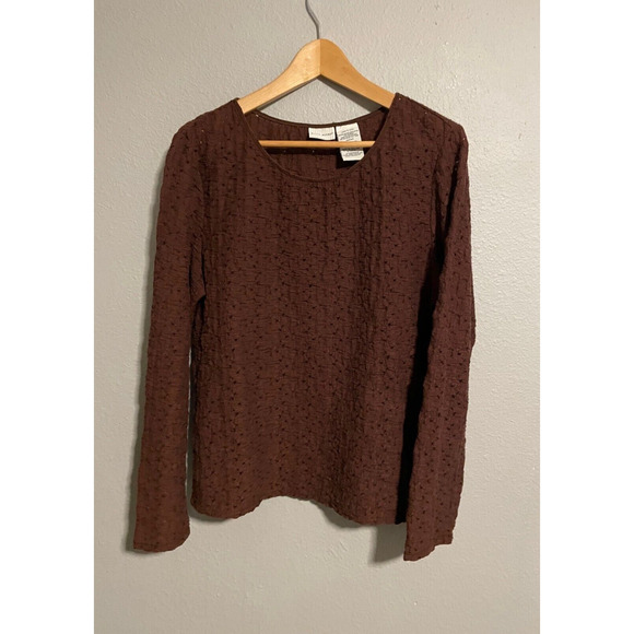 Vintage White Stag Womens Top Size Large Brown Textured Mesh Stretch Grunge Y2K - Picture 1 of 6